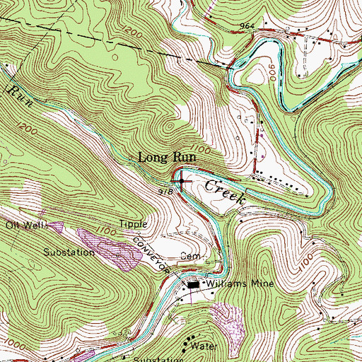 Topographic Map of Long Run, WV