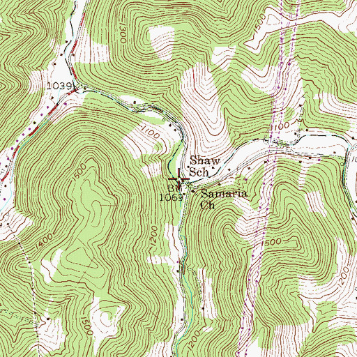 Topographic Map of Long Run, WV
