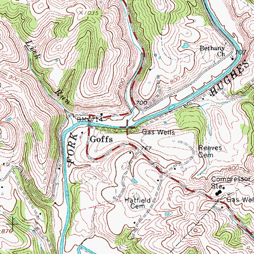 Topographic Map of Long Run, WV