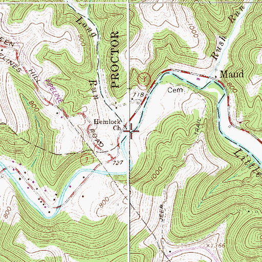 Topographic Map of Long Run, WV