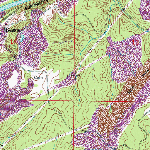 Topographic Map of Glover Ferry (historical), AL