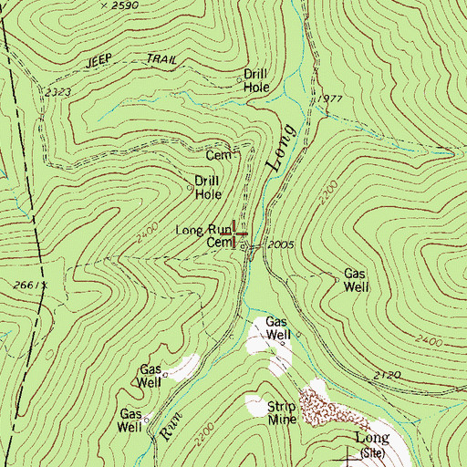 Topographic Map of Long Run Cemetery, WV