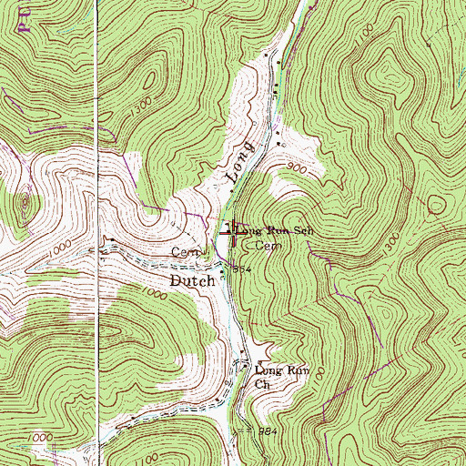 Topographic Map of Long Run School (historical), WV