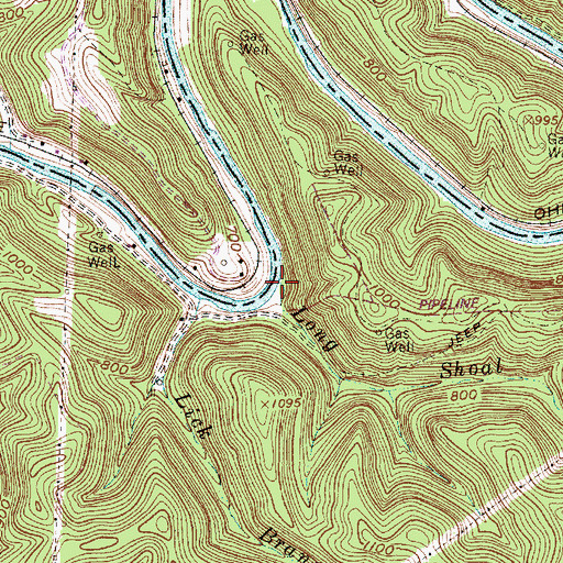 Topographic Map of Long Shoal Branch, WV
