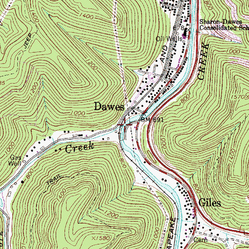 Topographic Map of Longbottom Creek, WV