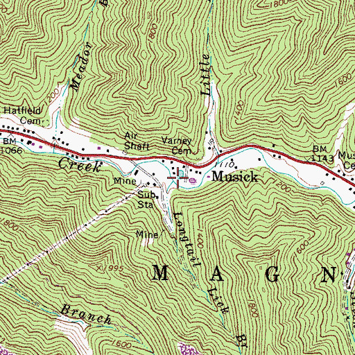 Topographic Map of Longtail Lick Branch, WV