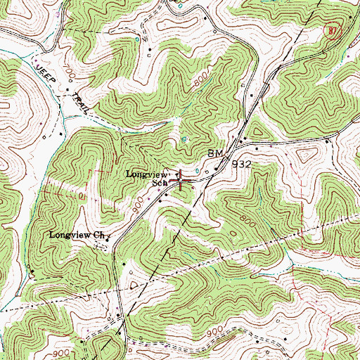 Topographic Map of Longview School (historical), WV