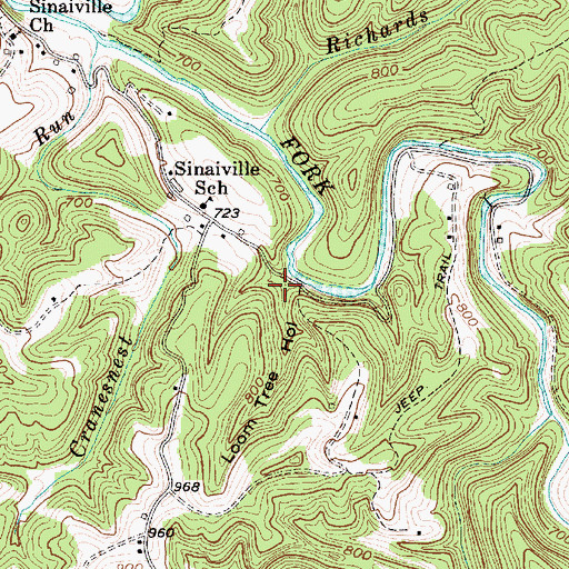 Topographic Map of Loom Tree Hollow, WV