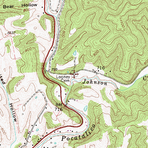 Topographic Map of Looney Cemetery, WV