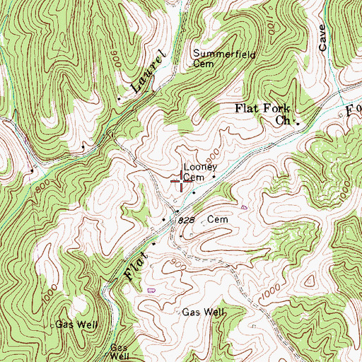 Topographic Map of Looney Cemetery, WV