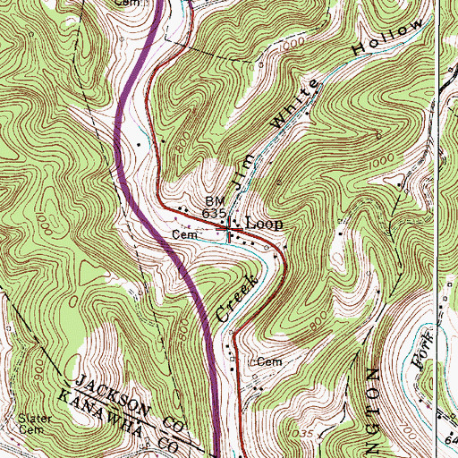 Topographic Map of Loop, WV
