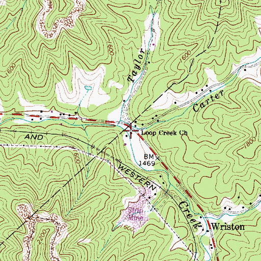 Topographic Map of Loop Creek Church, WV