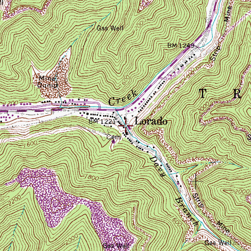 Topographic Map of Lorado, WV