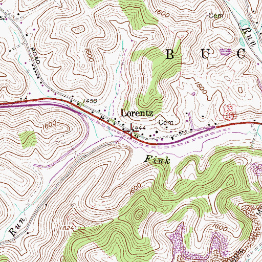 Topographic Map of Lorentz, WV