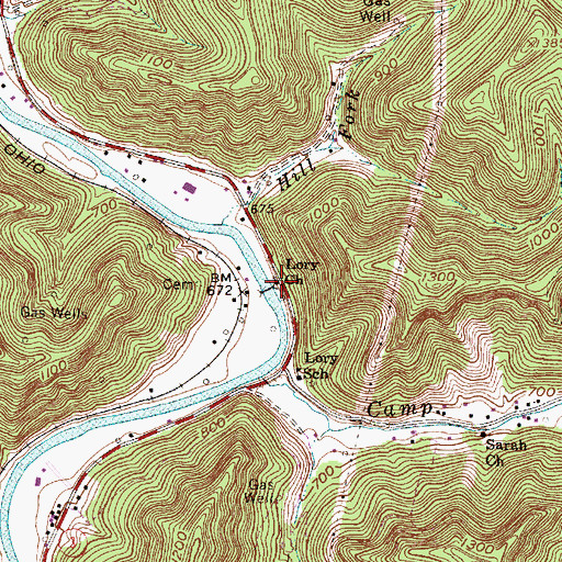 Topographic Map of Lory Church, WV