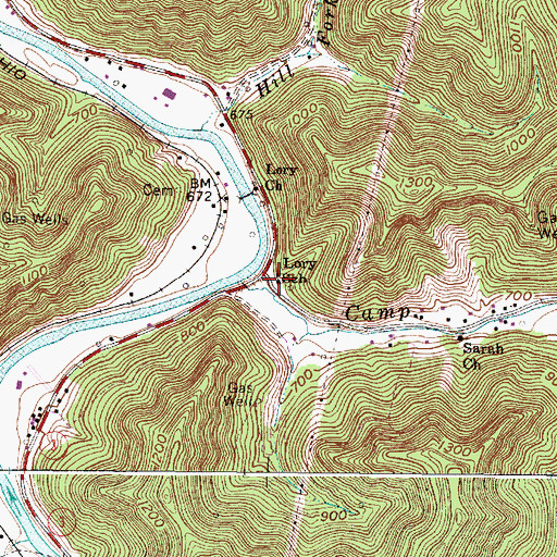 Topographic Map of Lory School (historical), WV