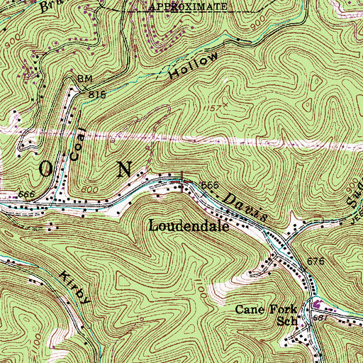 Topographic Map of Loudendale, WV