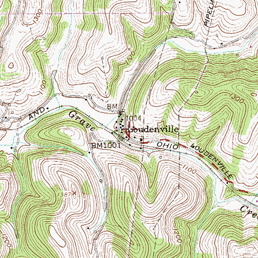 Topographic Map of Loudenville, WV