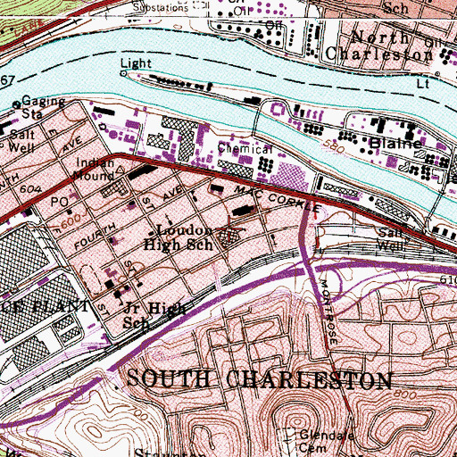 Topographic Map of Loudon High School (historical), WV