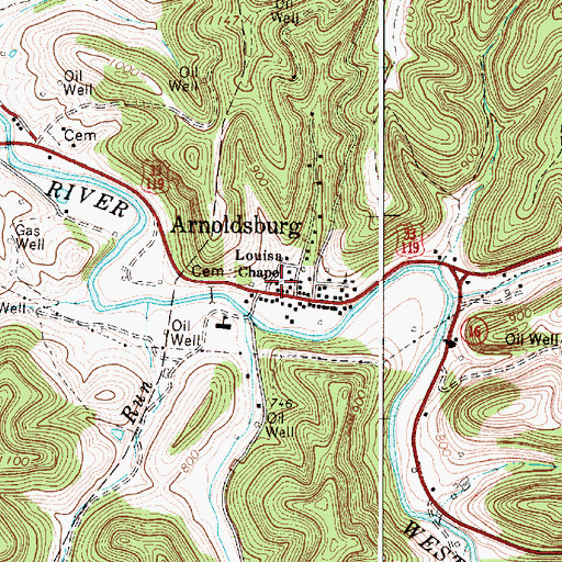 Topographic Map of Louisa Chapel, WV