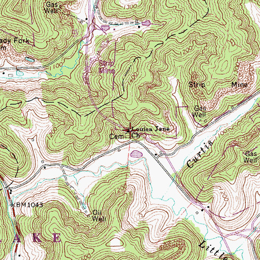 Topographic Map of Louisa Jane Church, WV