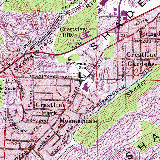 Topographic Map of McElwain Baptist Church, AL