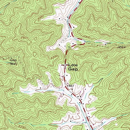 Topographic Map of Low Gap, WV