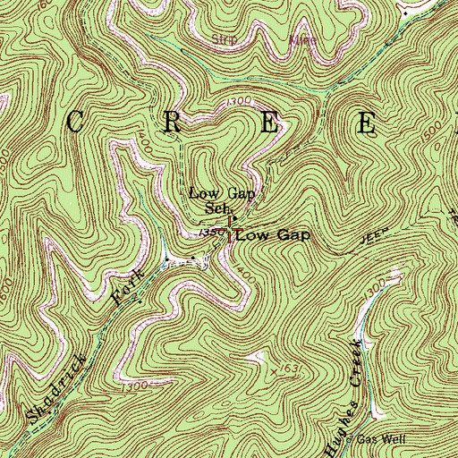 Topographic Map of Low Gap, WV