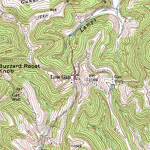 Topographic Map of Low Gap, WV