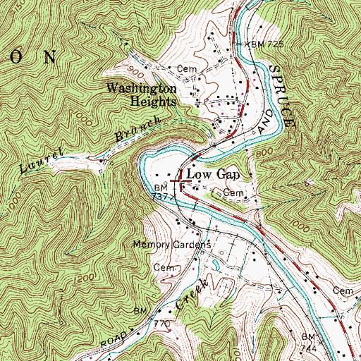 Topographic Map of Low Gap, WV