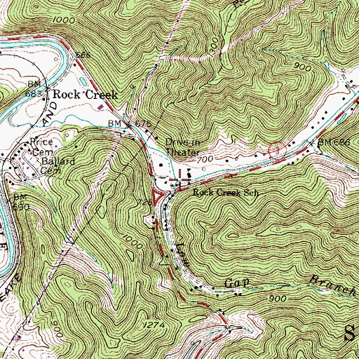 Topographic Map of Low Gap Branch, WV