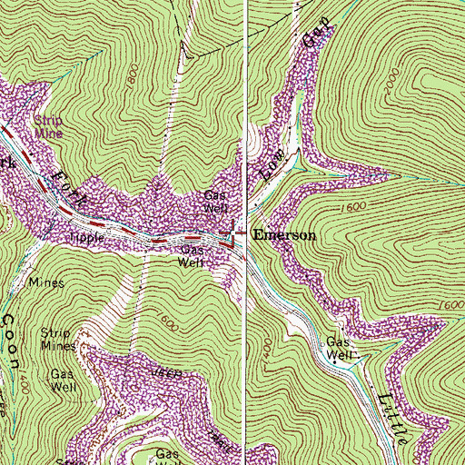 Topographic Map of Low Gap Branch, WV