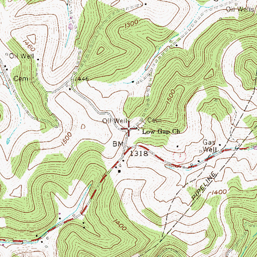 Topographic Map of Low Gap Church, WV