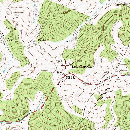 Topographic Map of Low Gap Church, WV