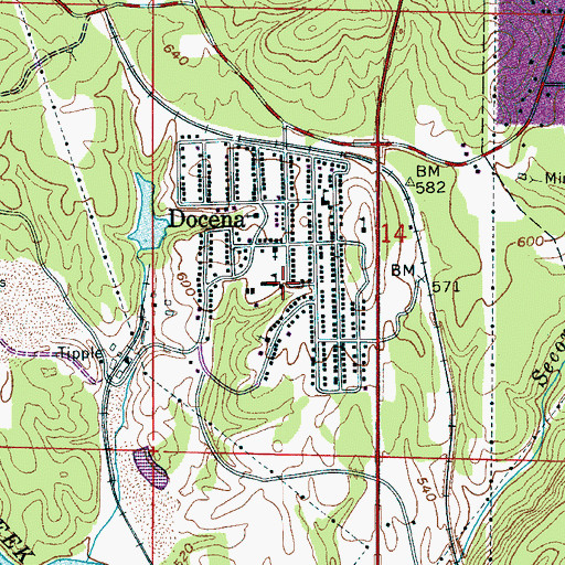 Topographic Map of Docena Baptist Church, AL
