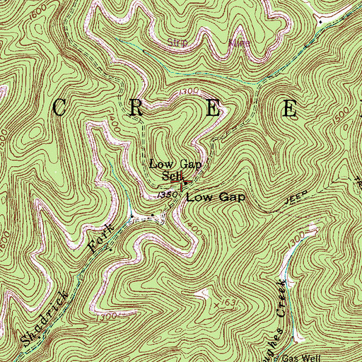 Topographic Map of Low Gap School (historical), WV