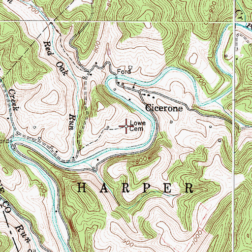 Topographic Map of Lowe Cemetery, WV