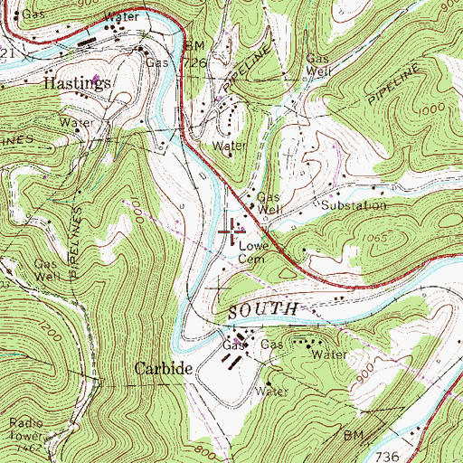 Topographic Map of Lowe Cemetery, WV