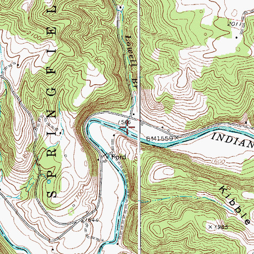 Topographic Map of Lowell Branch, WV