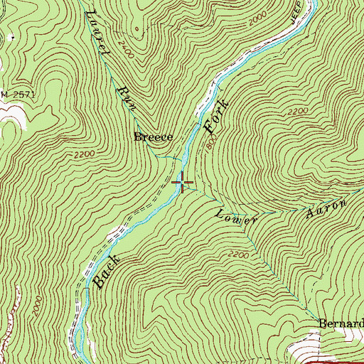 Topographic Map of Lower Aaron Run, WV