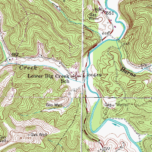 Topographic Map of Lower Big Creek School (historical), WV