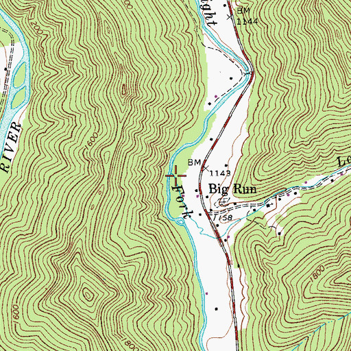 Topographic Map of Lower Big Run, WV