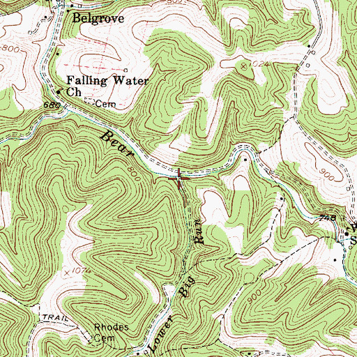 Topographic Map of Lower Big Run, WV
