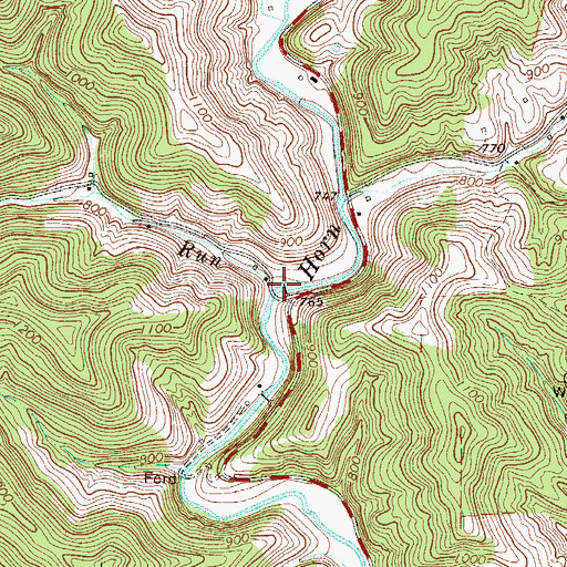 Topographic Map of Lower Big Run, WV