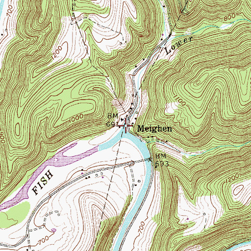Topographic Map of Lower Bowman Run, WV