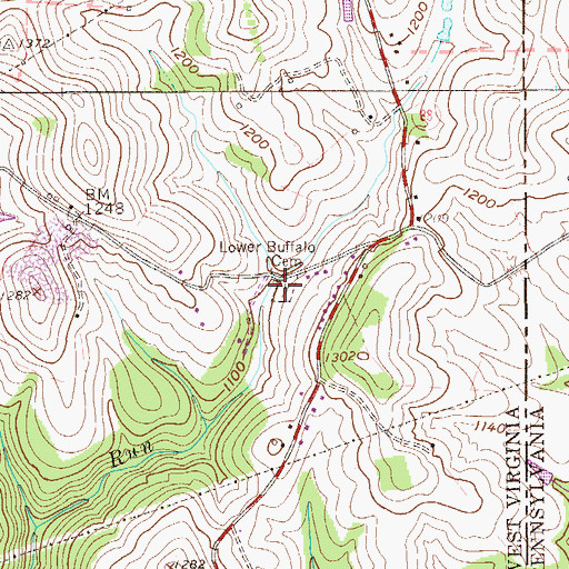 Topographic Map of Lower Buffalo Cemetery, WV