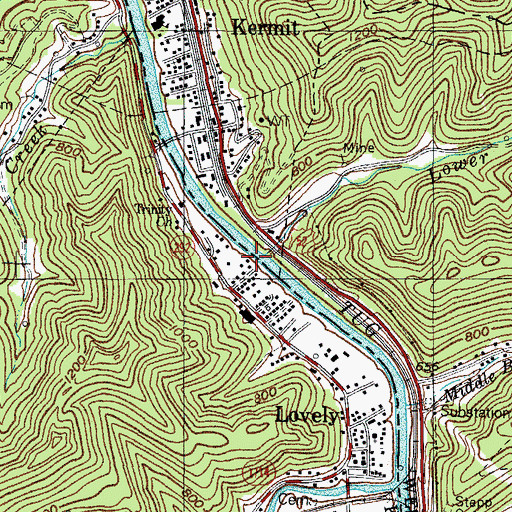 Topographic Map of Lower Burning Creek, WV