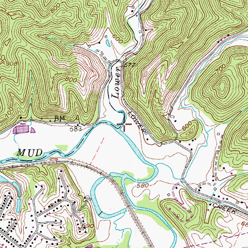 Topographic Map of Lower Creek, WV