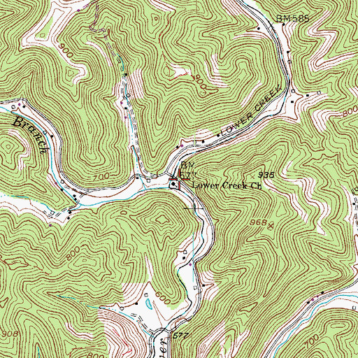 Topographic Map of Lower Creek Church, WV