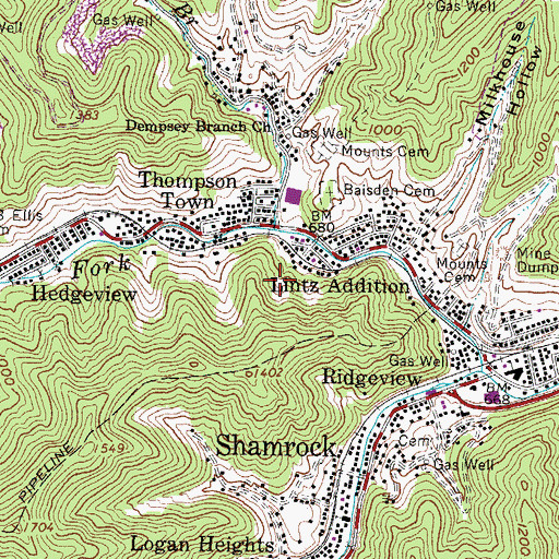 Topographic Map of Lower Dempsey Branch, WV
